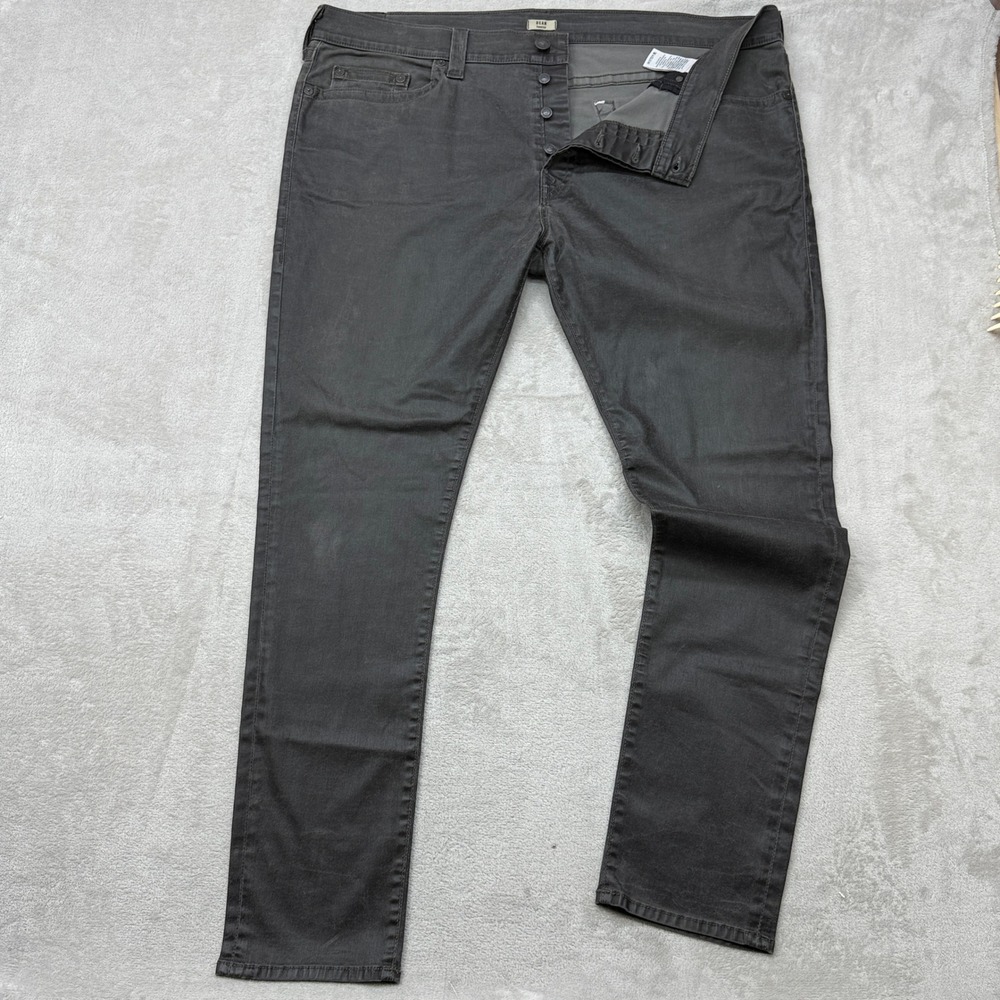 True Religion Dean Tapered Jeans Men 44x34 Grey Button Fly Horseshoe Stretch